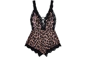 Women's Sexy Sleep Romper: Sultry Leopard Print & Mesh Details