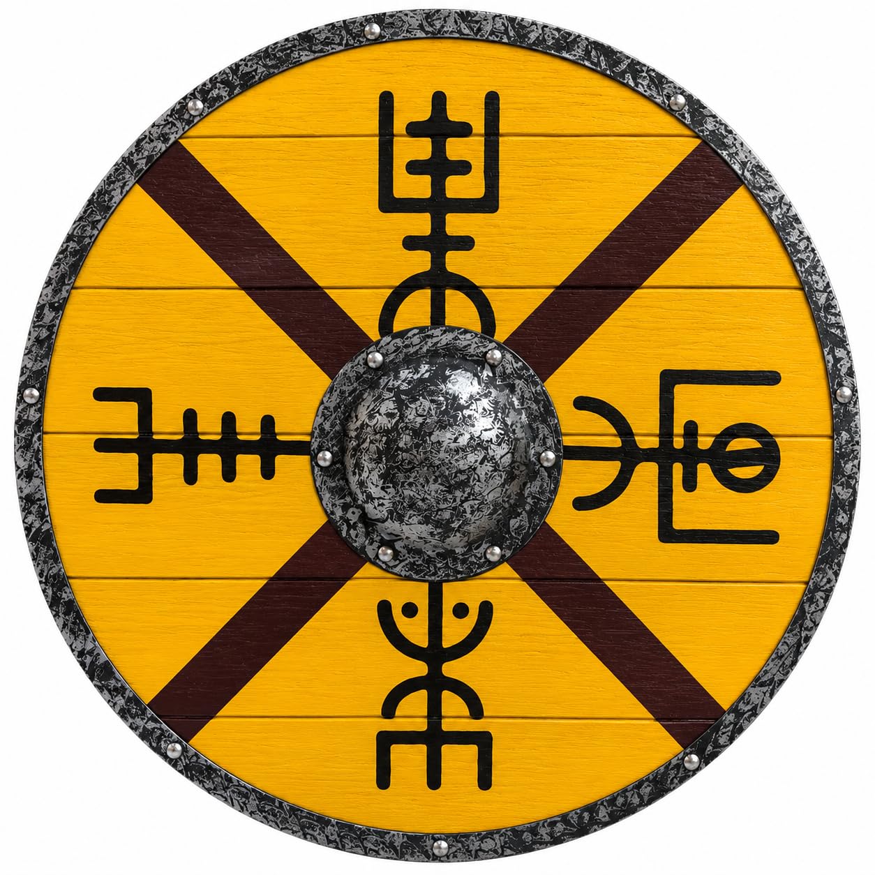 Nautical Replica Hub Scudo vichingo realizzato a mano in legno intagliato Valhalla autentico scudo indossato da battaglia, miglior regalo per costume cosplay da appendere alla