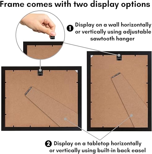 Miniatura 4 de Americanflat - Portarretratos de color negro de 9 x 12pulgadas, para fotos de 6 x 8pulgadas con paspartú y fotos de 9 x 12pulgadas sin paspartú,