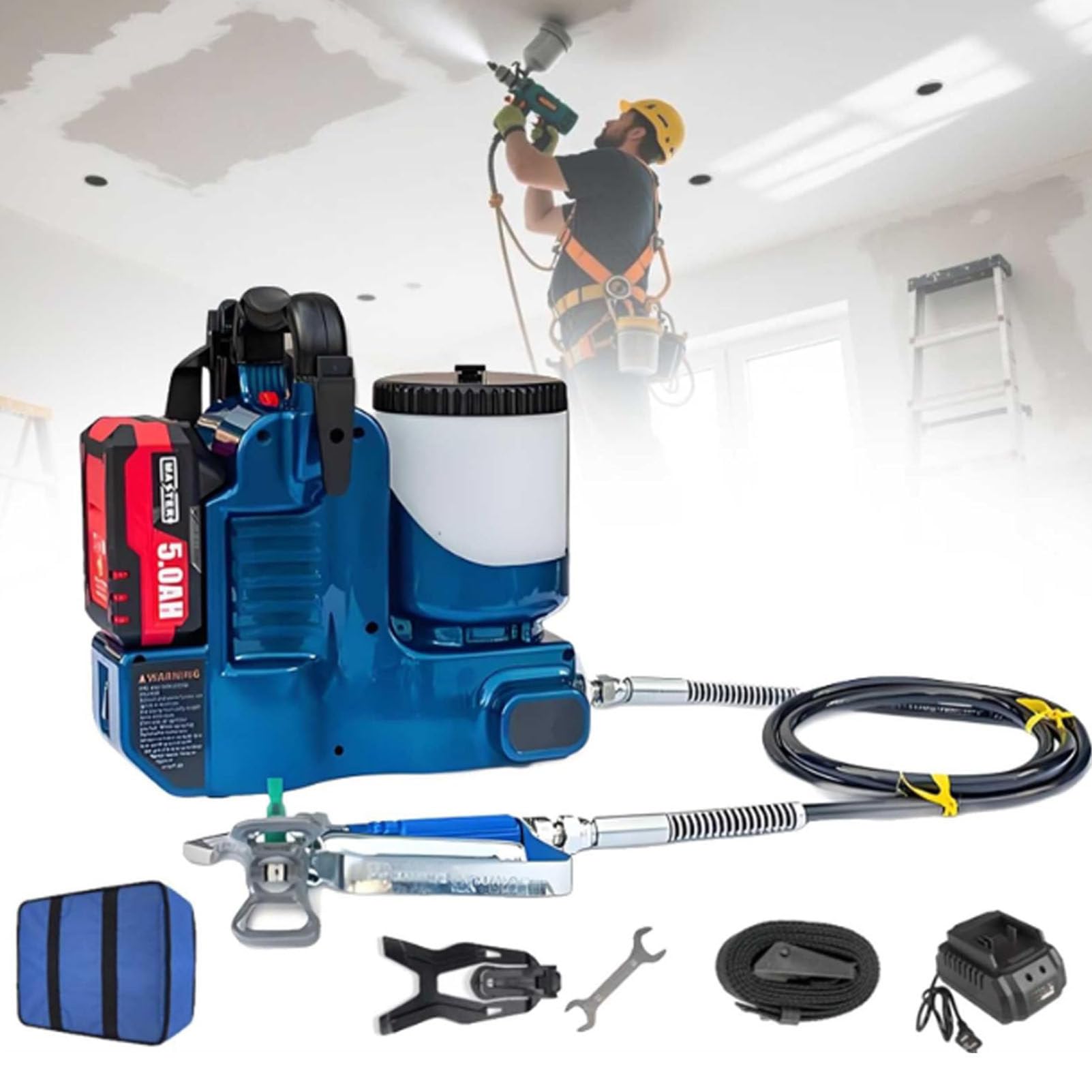 Pulverizador de pintura inalámbrico para renovar la casa y pintar fachadas con comodidad