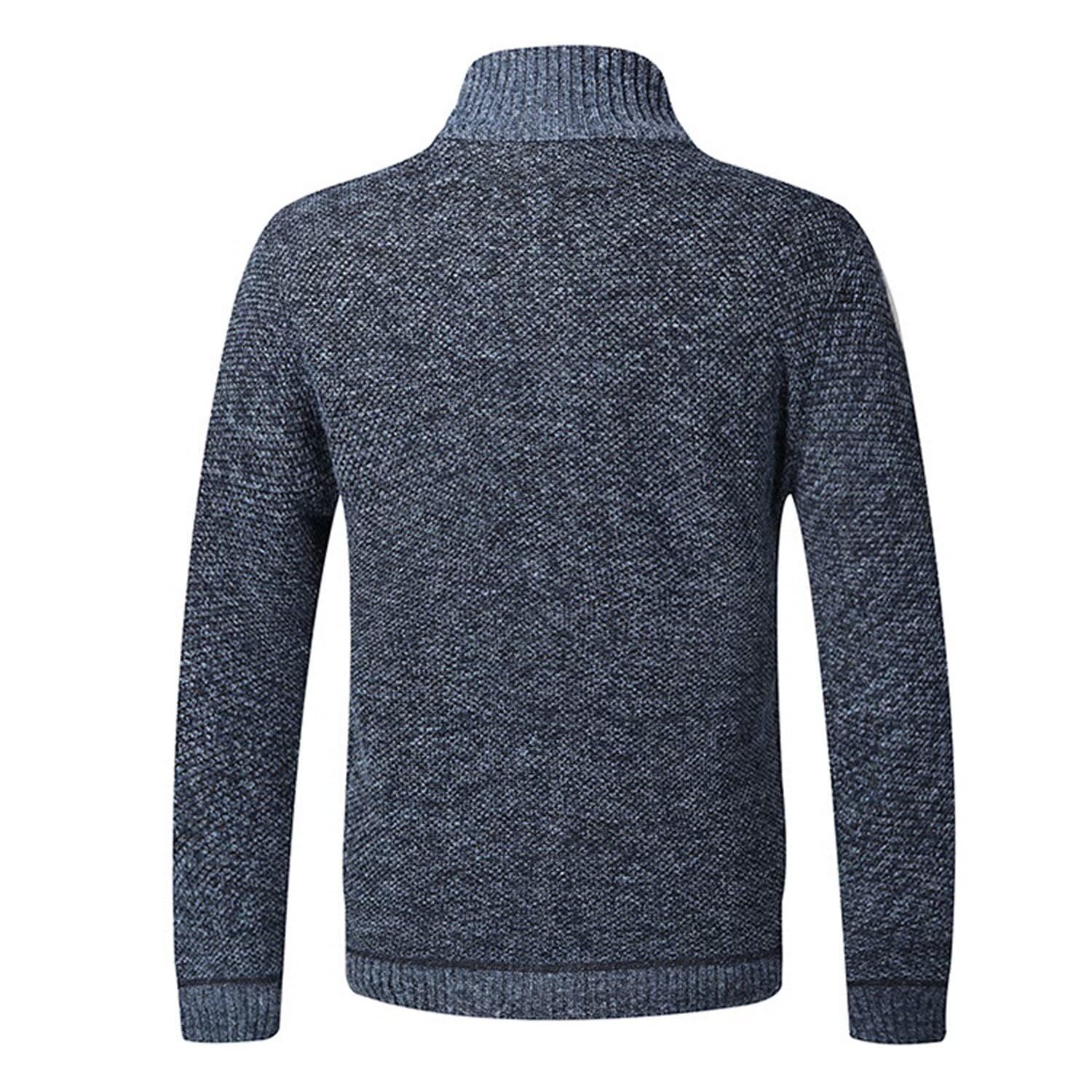 Suéter de Punto Grueso para Hombre, de Cuello Alto, Informal, de Punto, Color Liso, con Bolsillo, Cremallera Frontal Completa, Estilo clásico, Forro Polar, térmica, cálida, para Hombre