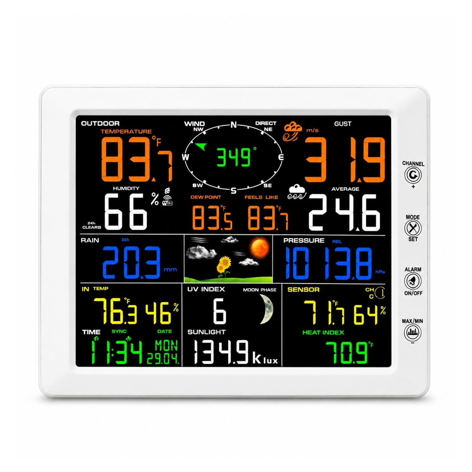 Pluviometro, Stazione Meteorologica WiFi 14 In 1 Con Sensore Esterno FT0300