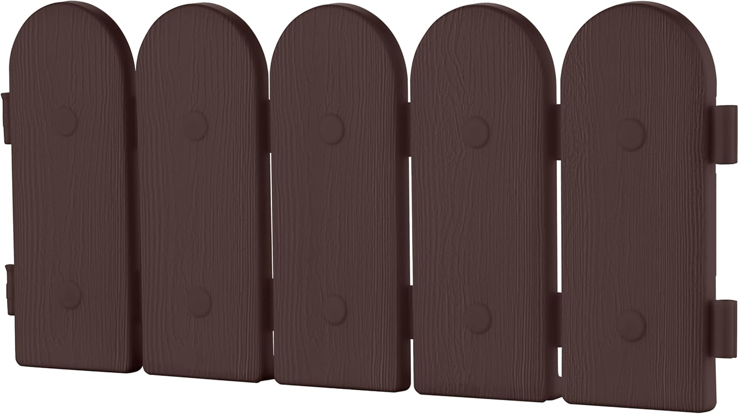 Evelyne Garden Border Plastic Edging: Wooden Fence Design - 8pcs Brown Yard Landscaping Fence Liner Lawn Edge Barrier - 10ft Kit of Decorative Lawn Panels Elements -Landscaping Edging-GMT-10374-A08