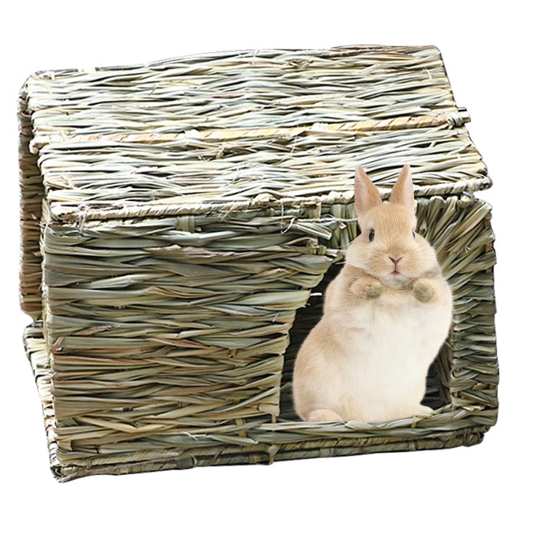 Maison lapin artisanale en herbe tressée main de haute qualité
