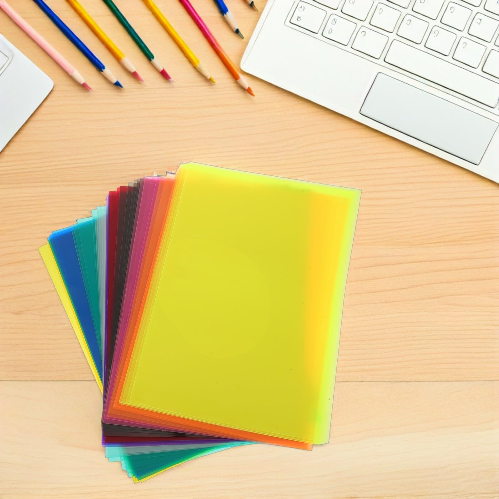 SHERCHPRY 50 Blatt A4 Farbiges Zellophan Geschenkpapier Durchsichtiges Bastelpapier für Dekorative Lichtfilterfolie für Selbstgemacht Kunst und Geschenkverpackung