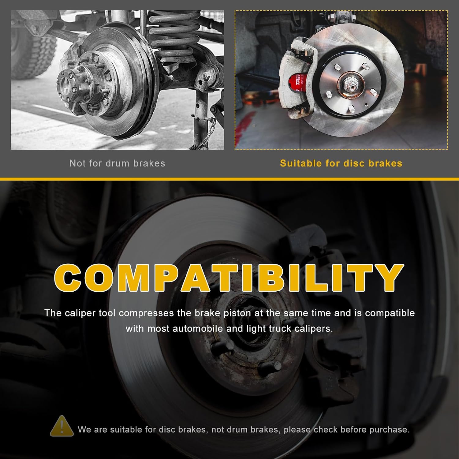 Sun Walker 24300 Speedy Brake Pad Spreader, Heavy Duty Disc Caliper Compression Tool for Single/Dual Piston, 24300 Brake Pad Separator Tool Compatible with Most Cars & Light Trucks