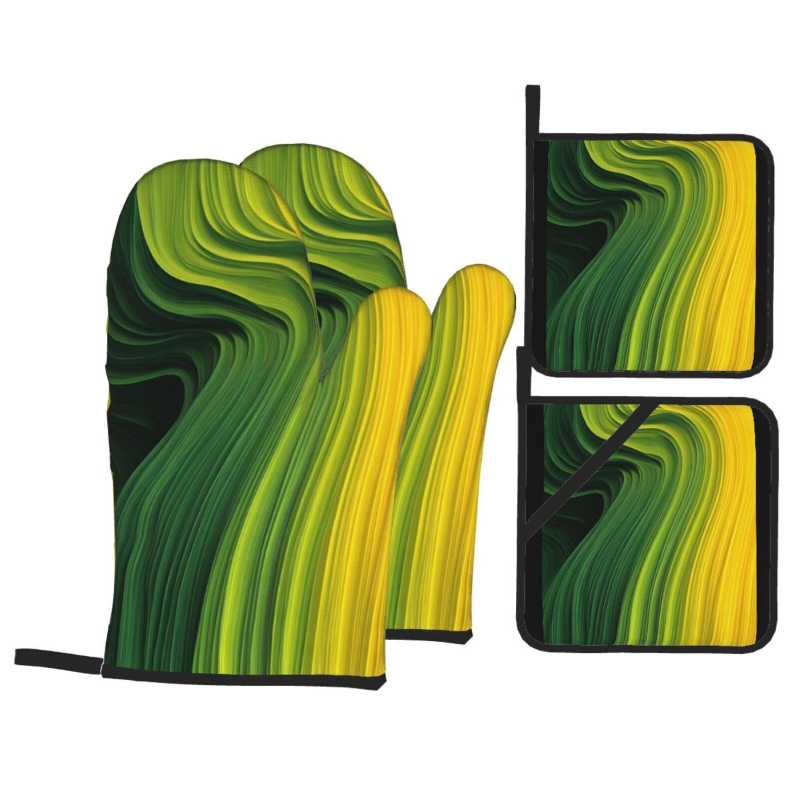 guanti barbecue Strisce Verde Chiaro guanti forno,resistenti al calore, antiscivolo, spessa e sicura Cucina al barbecue