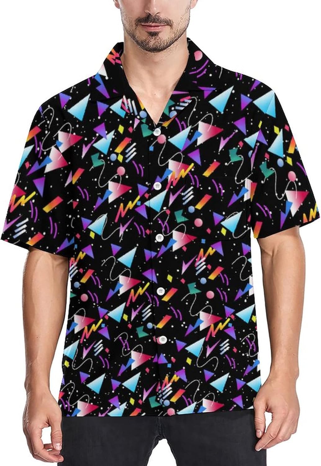 LARSD 80s Shirts for Men - 90s Button Up Vintage Retro Hawaiian Beach Neon Disco Funny Party Shirt - Image 4