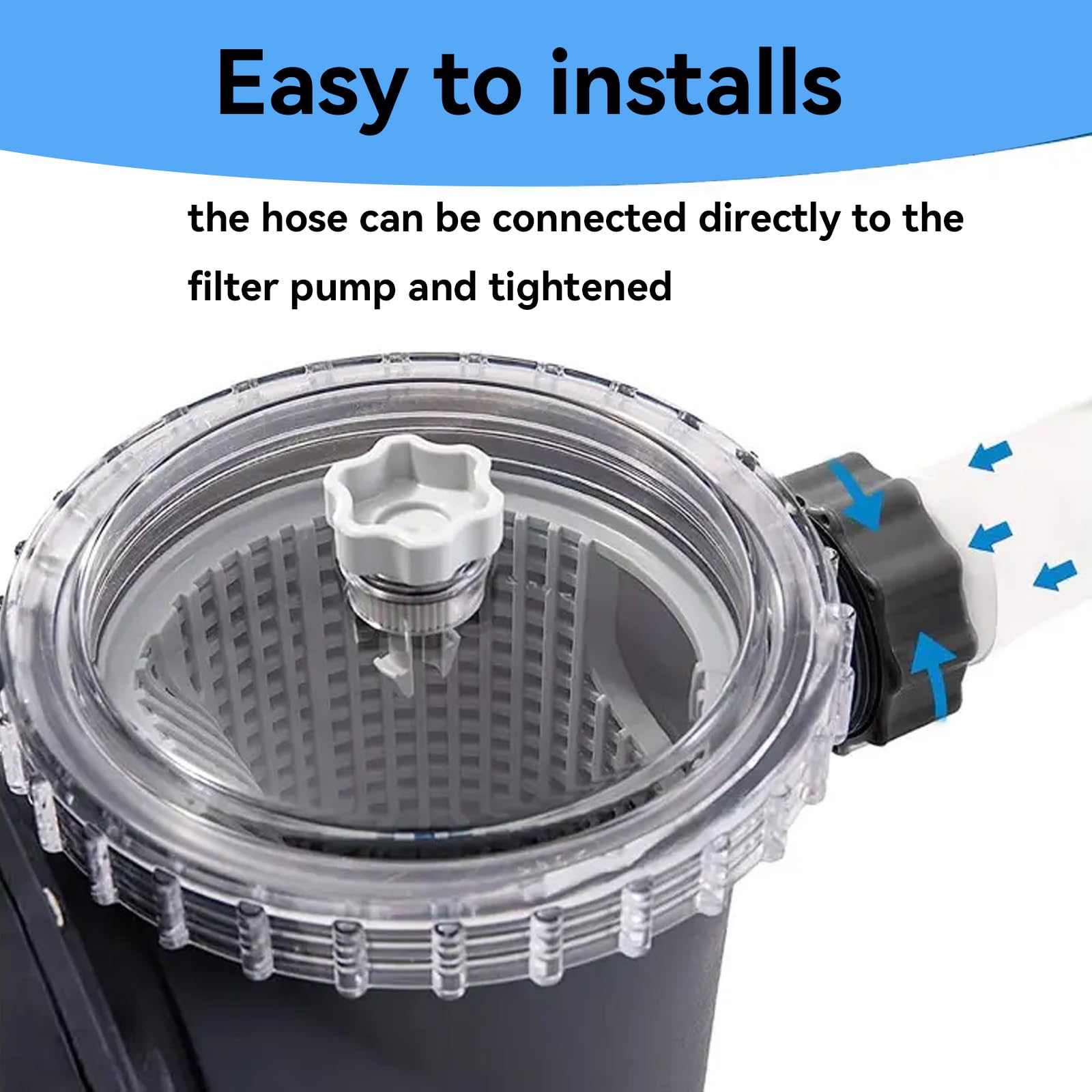 Lot de 2 tuyaux de piscine de 38 mm, 1,5 m pour pompe à sable et système de sel dans la pompe de filtration intensive, tuyau de 38 mm pour pompe à eau de 1500 Gph et capacité supérieure,blanc bleu