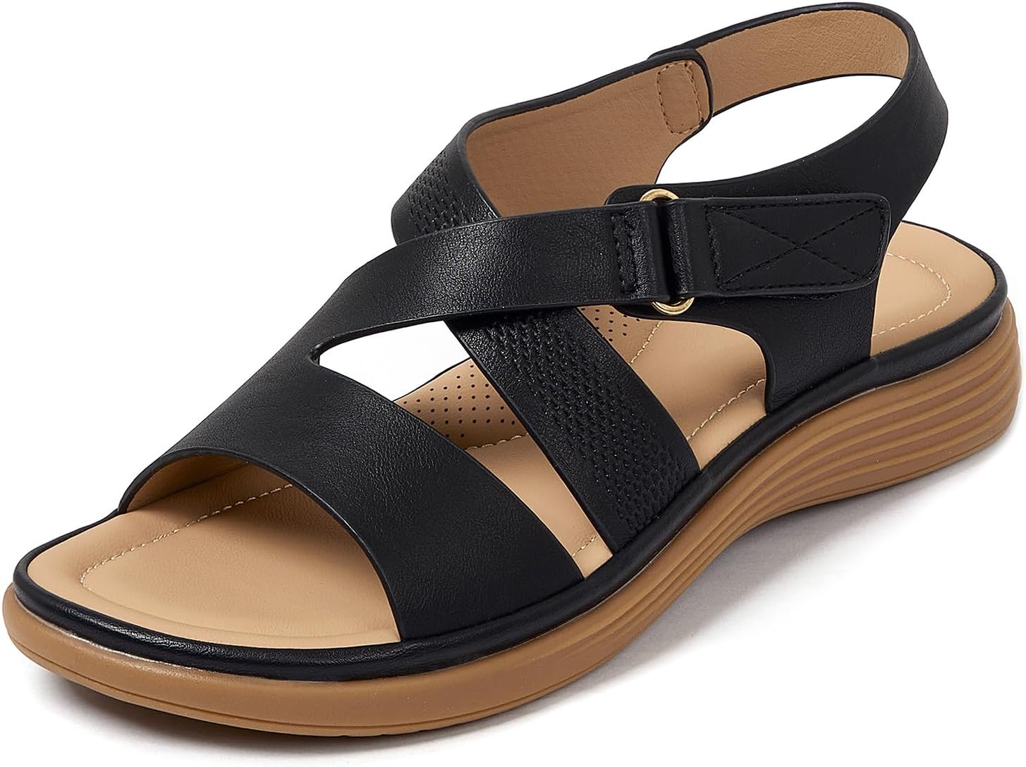 iCKER Women's Flat Sandals Arch Support Comfortable Adjustable Sandals Summer Beach Dressy Casual Walking Sandals