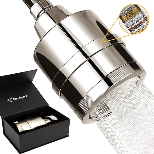 BathBeyond cabezal de filtro de ducha 2 en 1, vitamina C, 15 etapas, filtro de agua de alta salida con cartucho para agua dura, elimina el fluoruro