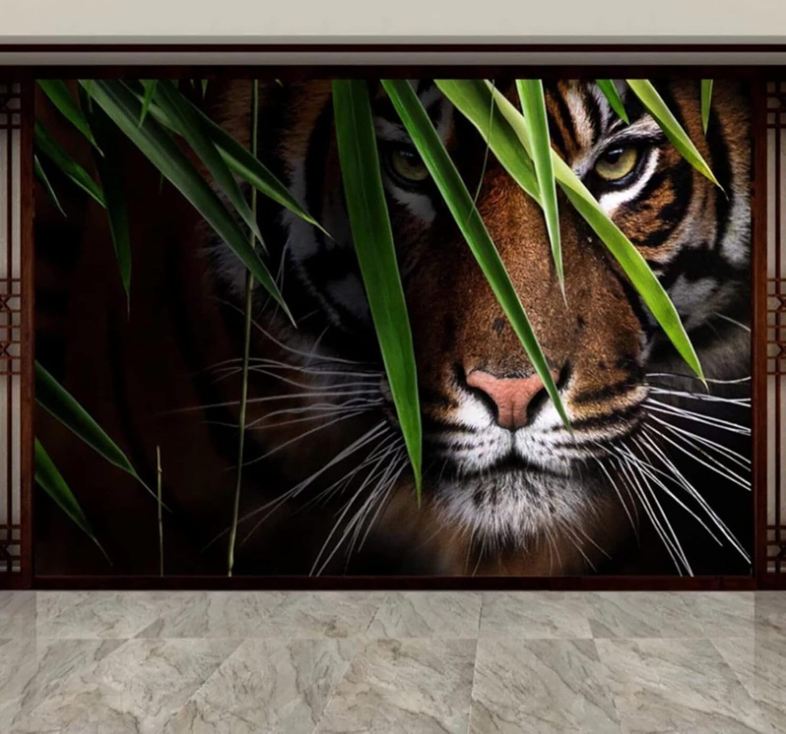 XLMING Minimalist Plants Green Leaves Animals Tiger 3D Wallpaper Luxury Home Dining Decor Paste Sofa Living Room The Wall for Bedroom Mural-350cm×256cm