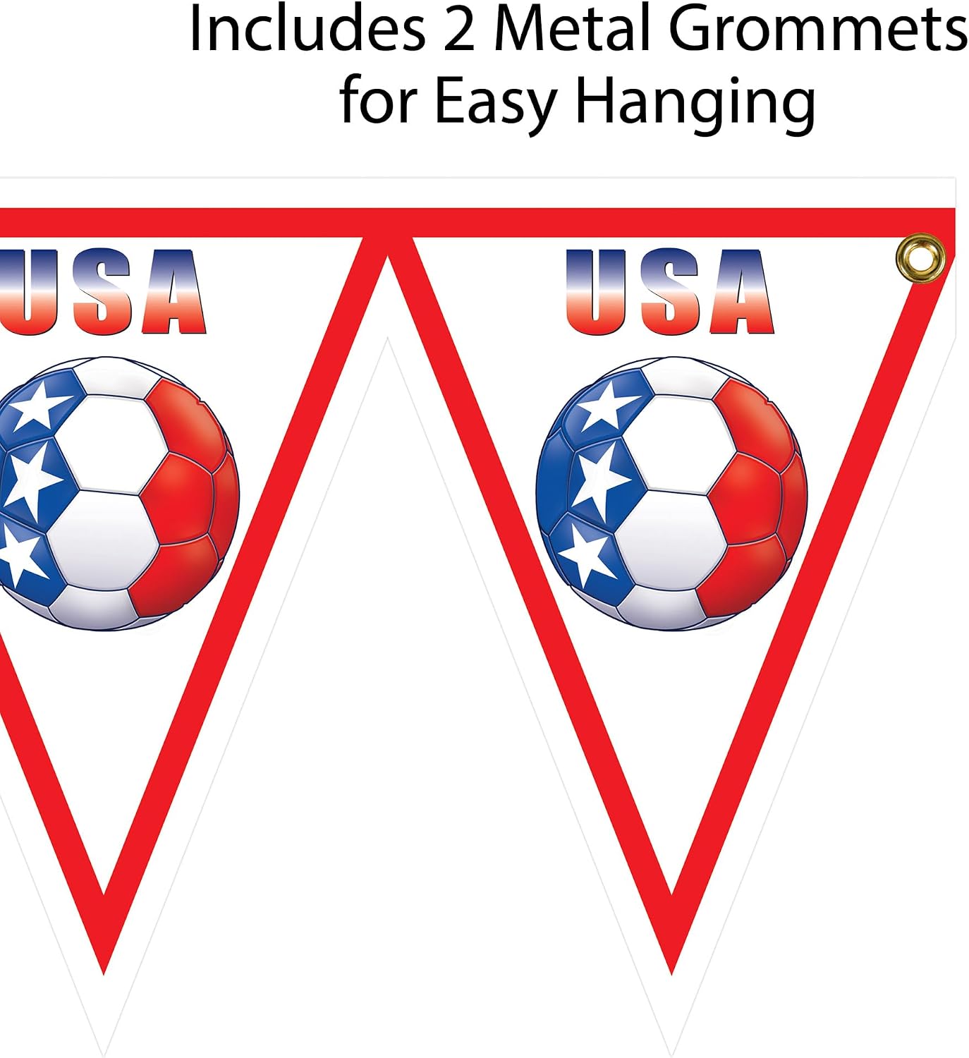 Beistle United States Soccer Ball Pennant Banner – All-Weather USA Bunting Decoration, Football Garland Décor for Soccer Watch Parties, International Sporting Events & Stadium Theme Gatherings, 6' 6¾"