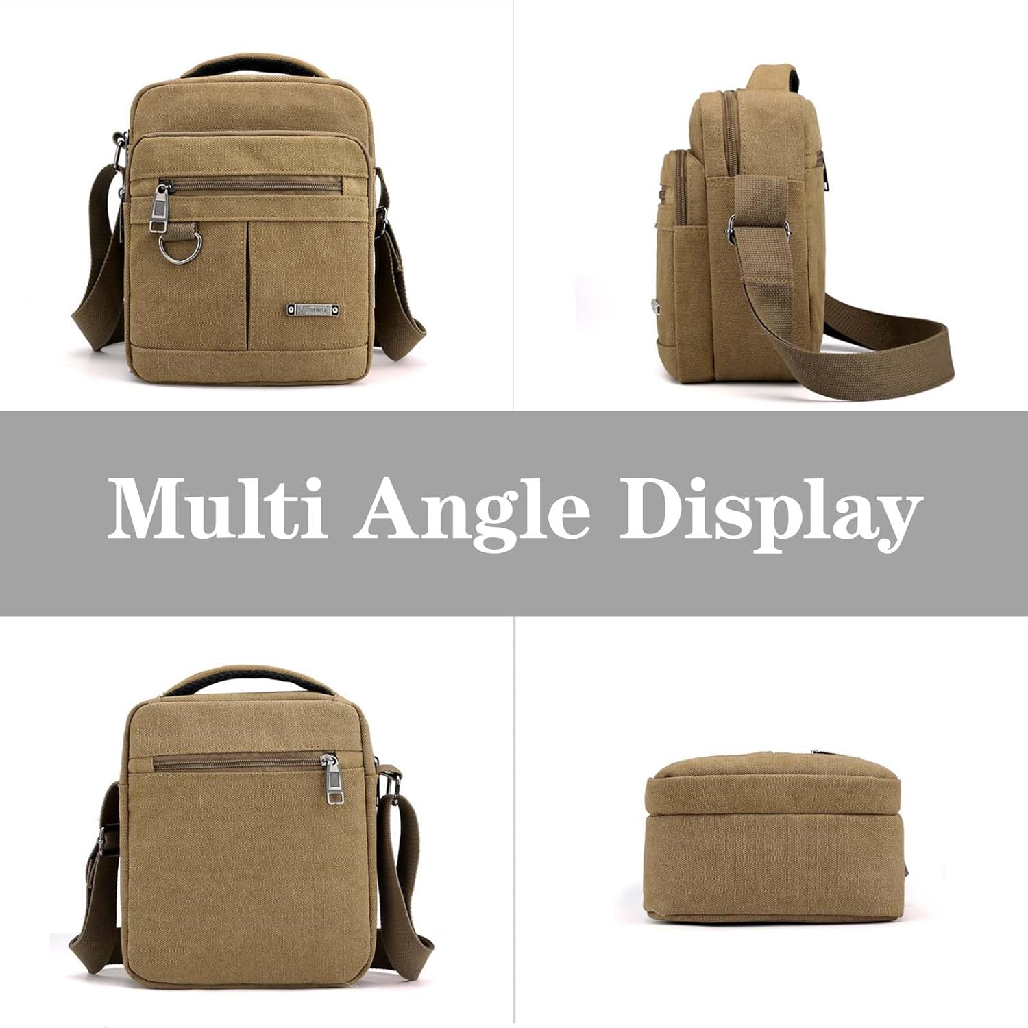 Mens Crossbody Bag Canvas Messenger Bag for Men, Vintage Shoulder Bag Multiple Pockets with Adjustable Strap and Handle - Image 8