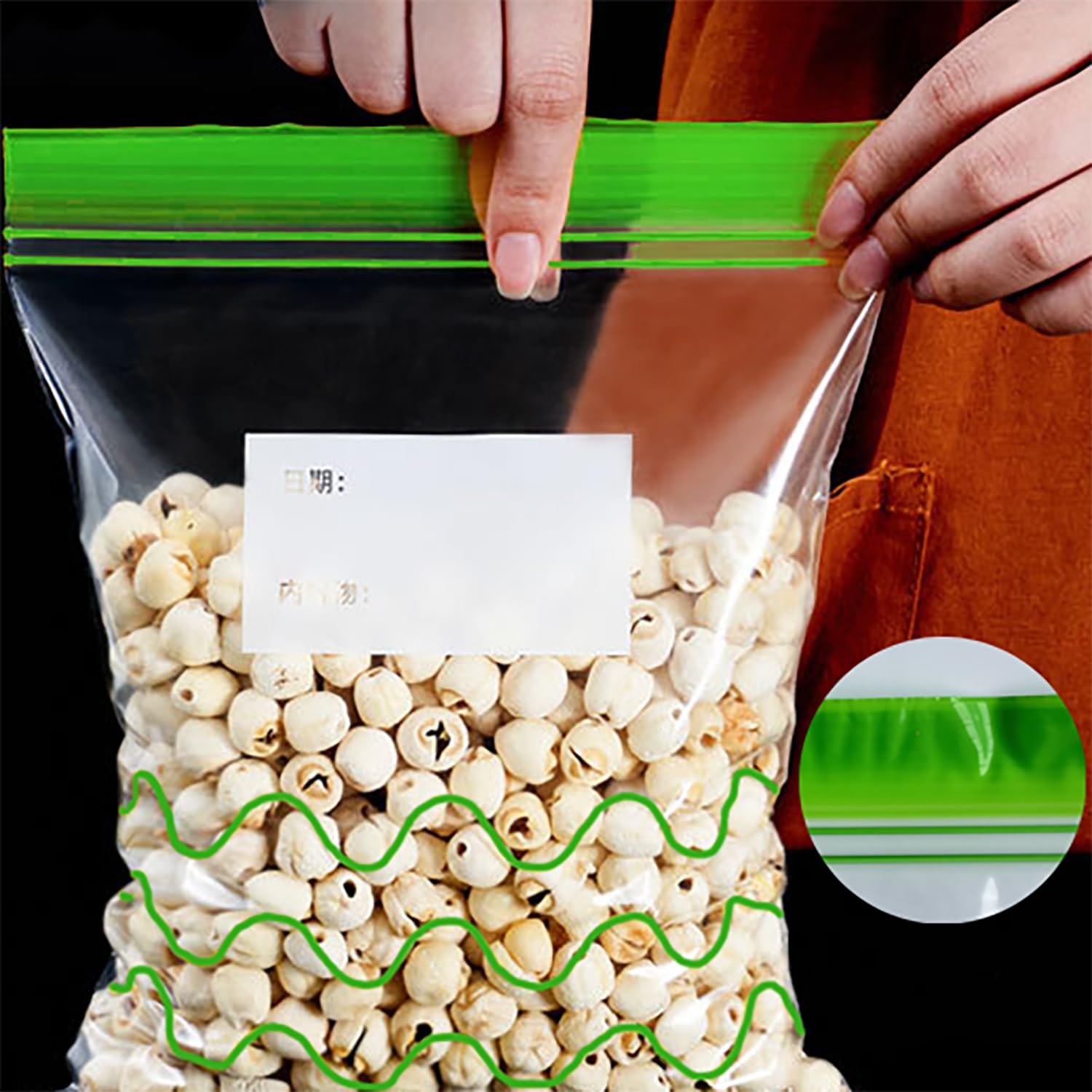 Sacchetti Freezer zip Sacchettier Alimenti - Confezione da 36 Pezzi, Apri E Chiudi Congelatore Gelo per Alimenti, per Mantenere gli Alimenti Freschi e Gustosi più a Lungo