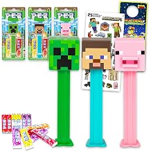 Minecraft PEZ Dispensers Set - Bundle 3 Pez Featuring Creeper, Steve, Alex, Pig Plus Stickers, More | Minecraft 3 PEZ Candy Dispenser & 6 Candy Refills