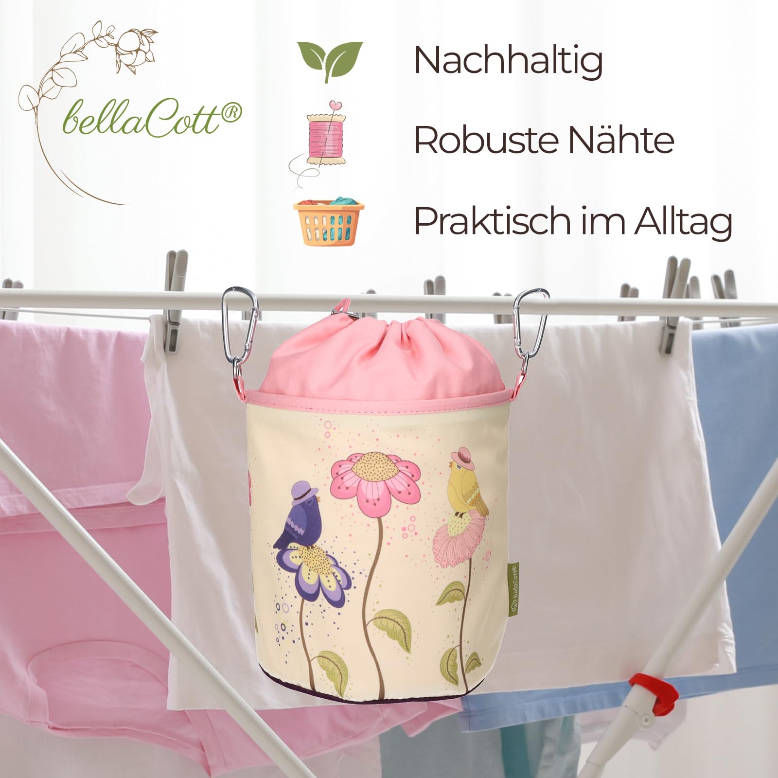 96 Wäscheklammern Soft Grip Softgrip Soft Touch Softtouch und 1 Wäscheklammerbeutel (24xLila, 24xTürkis, 24xGelb, 24xPink, 1xLila)