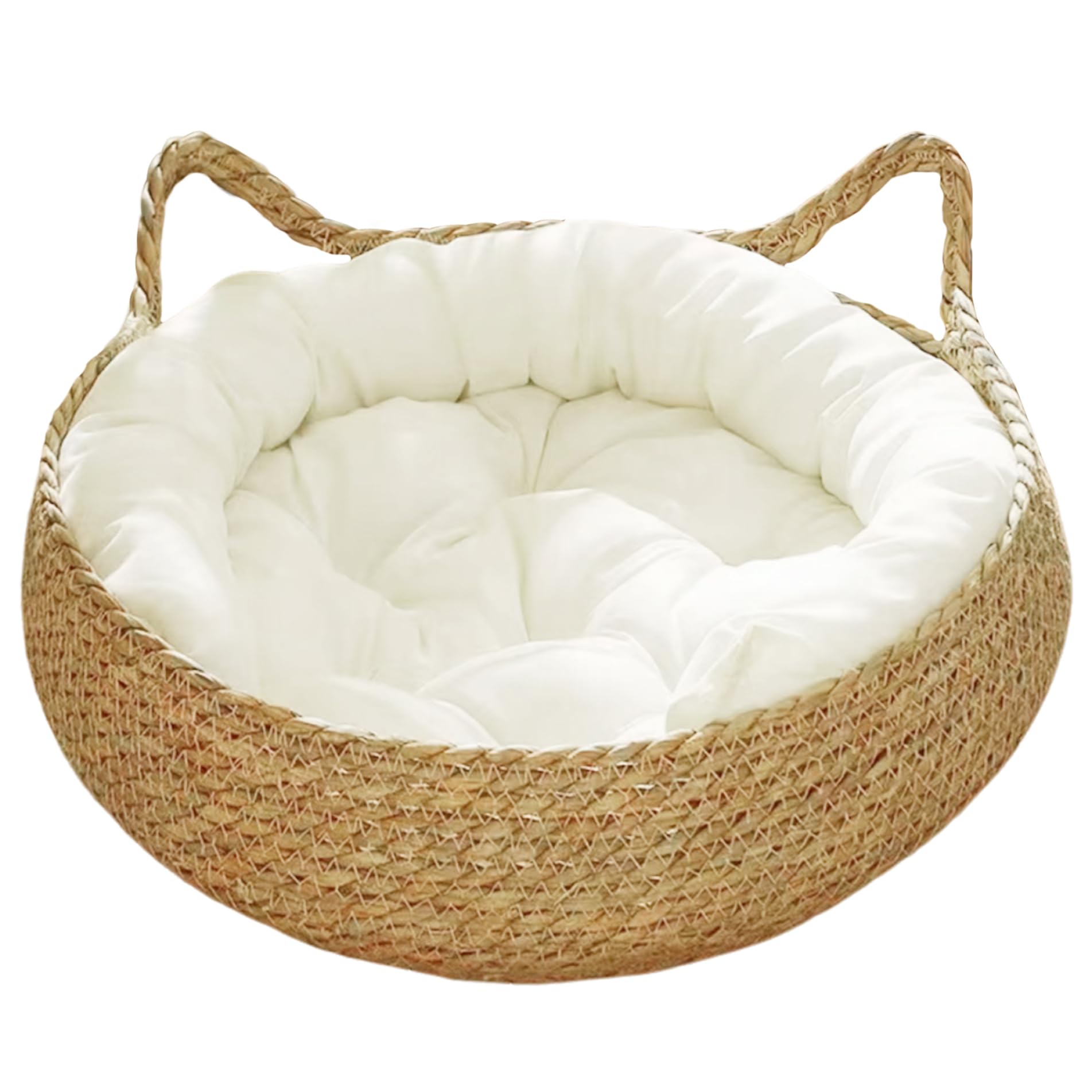 Wicker Cat Bed Woven Cat Bed, 15inch Straw Woven Cat Baskets Bed