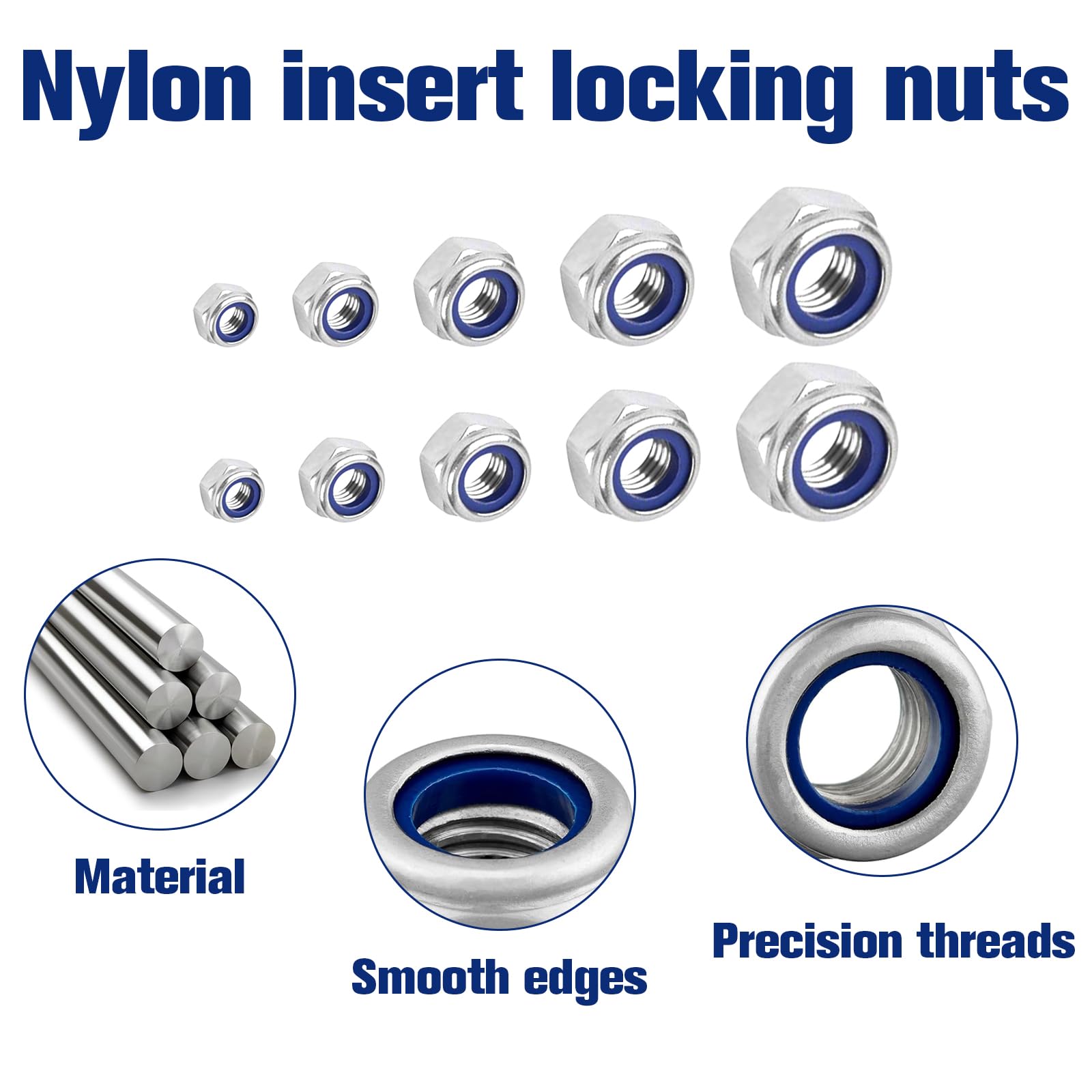 150/182Pcs Controdado In Nylon 304 Acciaio Inossidabile M3 M4 - Foto 10