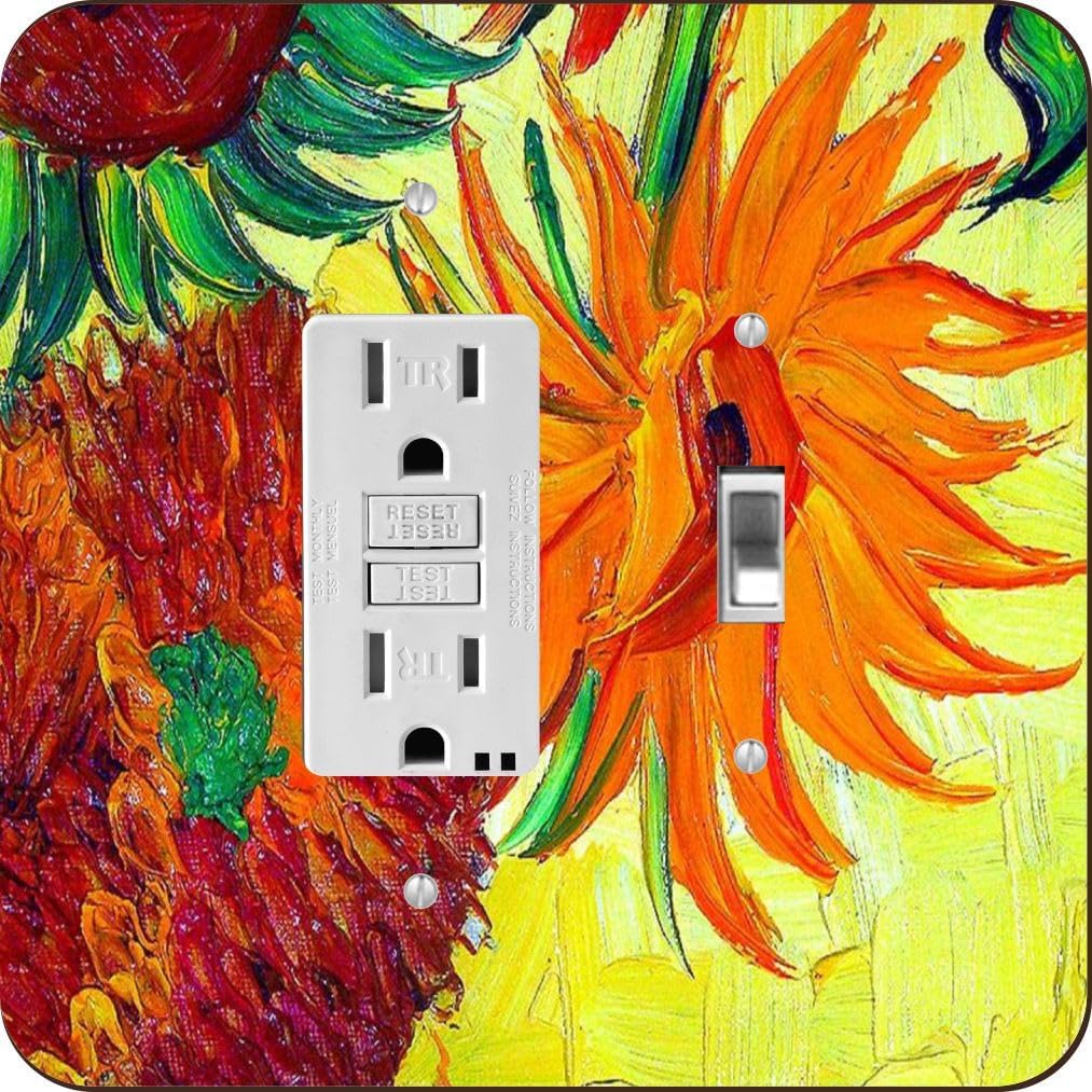 Vincent Van Gogh - Sunflowers -Light Switch Plate Cover - Double GFI Double Rocker - Two Gang Switch Plate Cover Switch Plate Cover