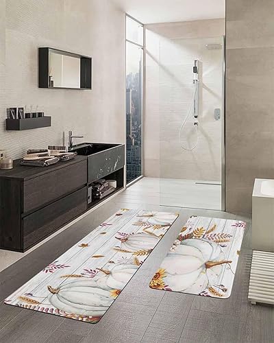 Miniatura 2 de Tapete de baño de calabaza blanca para bañera, antideslizante, de secado rápido y absorbente, de tierra de diatomeas, tapete lavable de cocina,