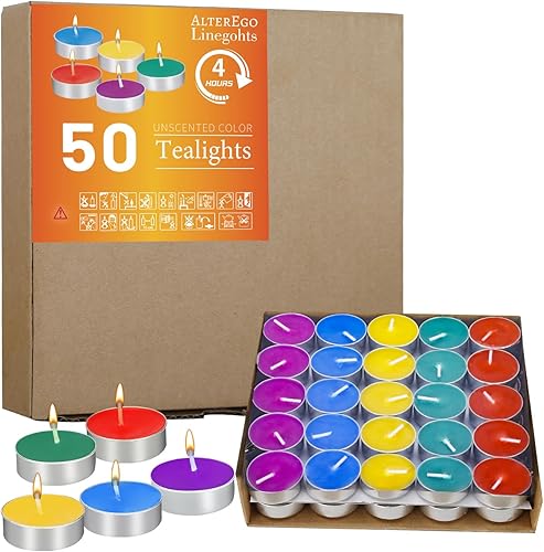 Miniatura 2 de 50 velas sin perfume de colores surtidos  4 horas de tiempo de combustión  Velas votivas sin humo de palma de combustión limpia para el hogar,