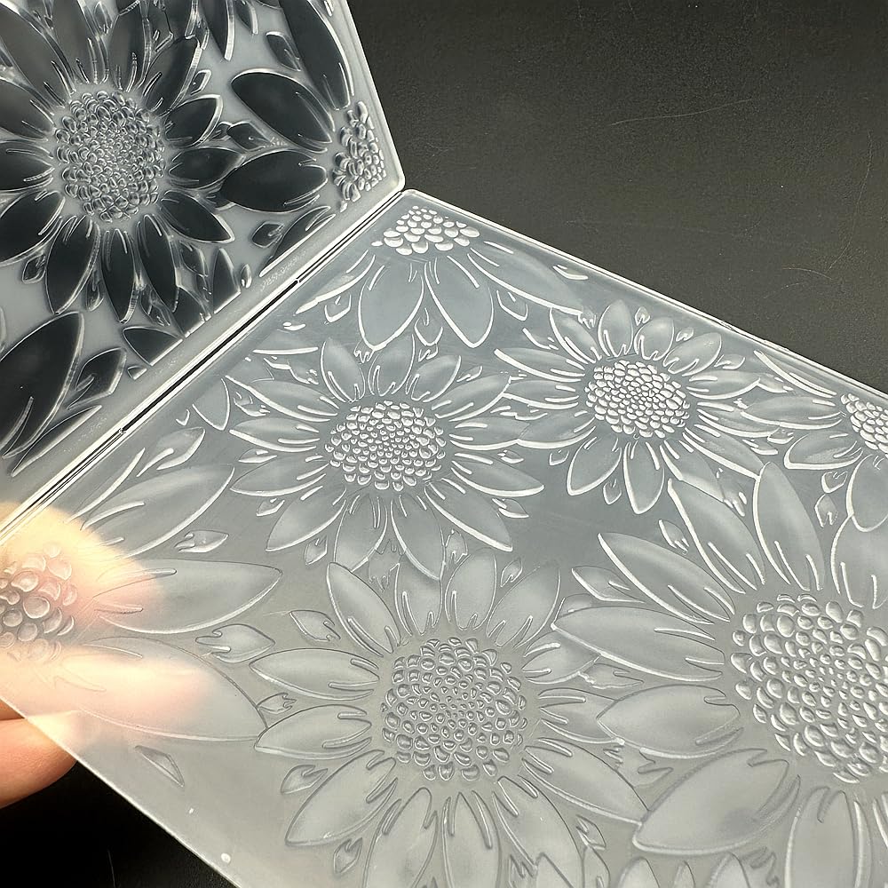 3D Plastic Embossing Folder Template Stereoscopic Sunflower Texture 5x7 Inch for Card Making DIY Scrapbooking Paper Crafting Handmade Crafts Scrapbooking Arts Supplies Scrapbook Decor