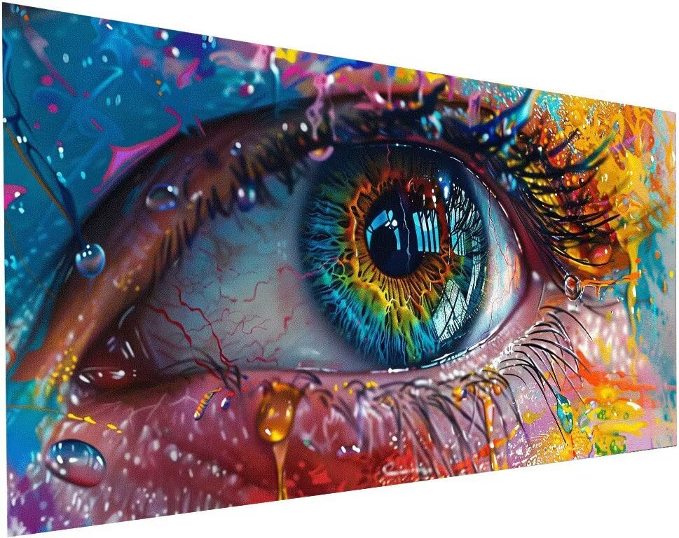 Diamond painting géant 80x160 cm motif œil pour décoration salon