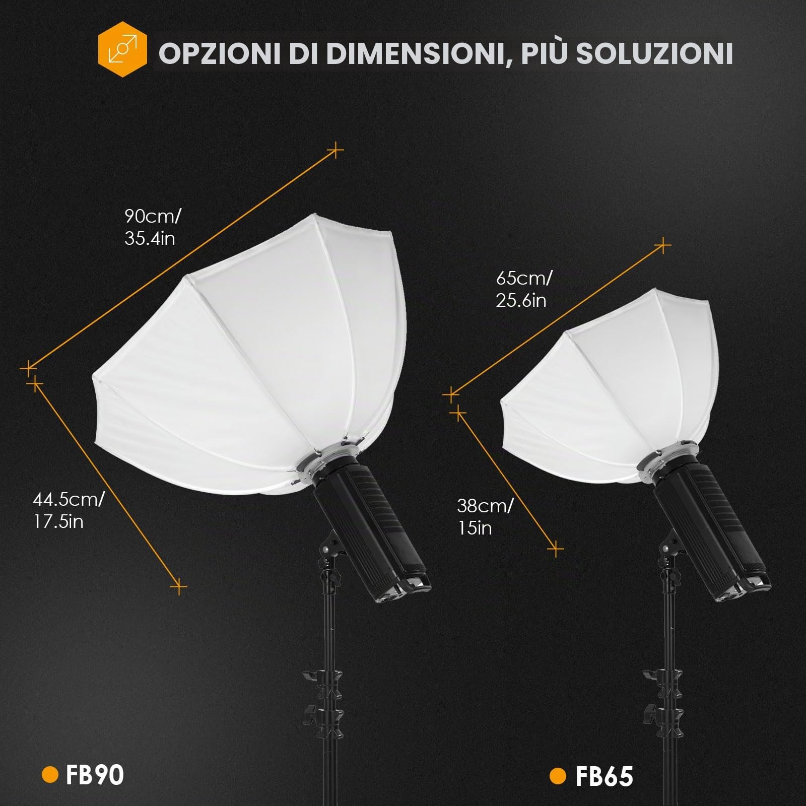 TARION Softbox Fotografico Bowens per Studio: Softbox Fotografia a Sgancio Rapido per Luci COB Video Blitz con Borsa da Trasporto Compatibile(65cm)