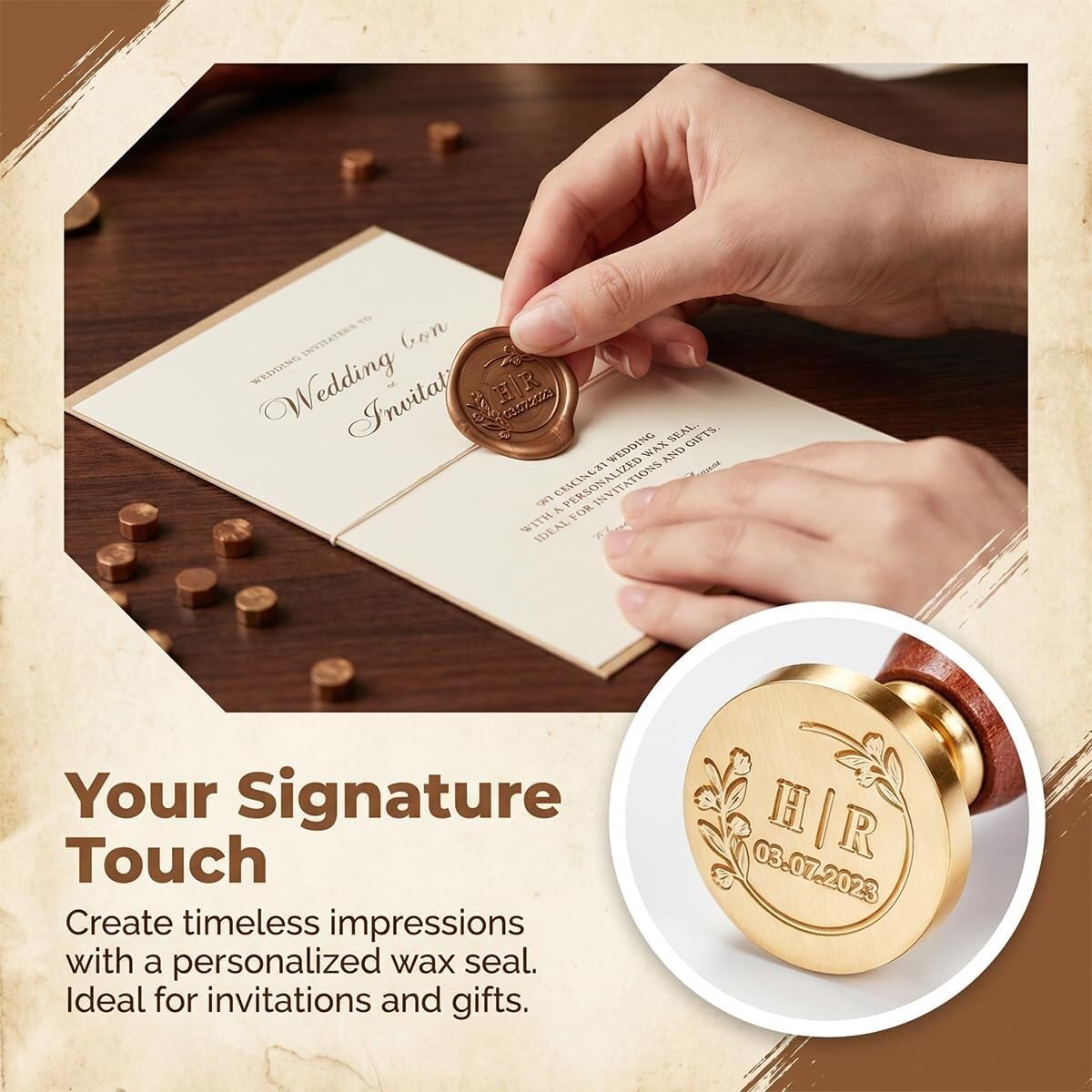 Kit de sellos de cera personalizados: carta personalizada for bodas, invitaciones, sobres, papel de regalo y manualidades, regalo único