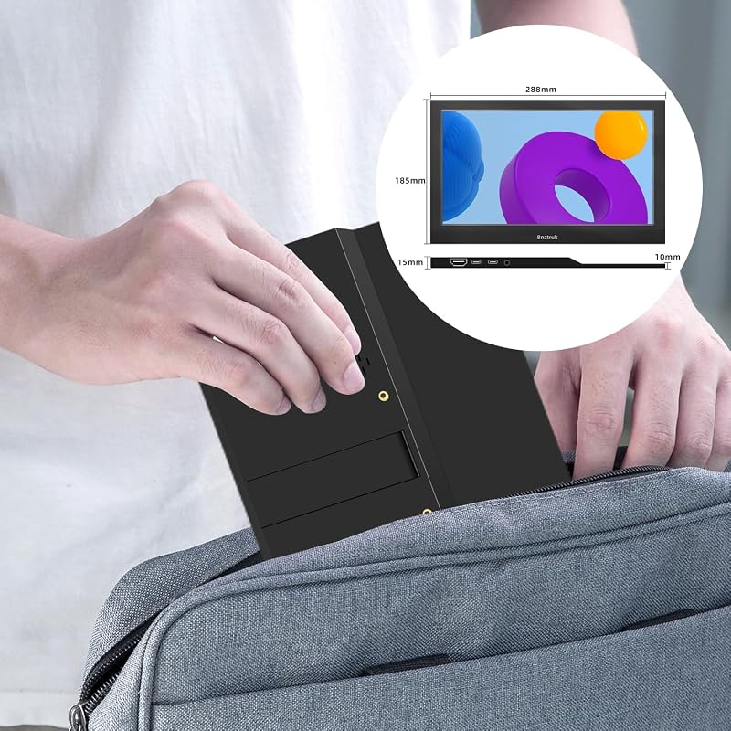 Bnztruk 11,6" Hordozható Érintőképernyős Monitor - FHD IPS Kijelző, USB-C és HDMI Csatlakozás, Beépített Hangszórók, Kompatibilis Raspberry