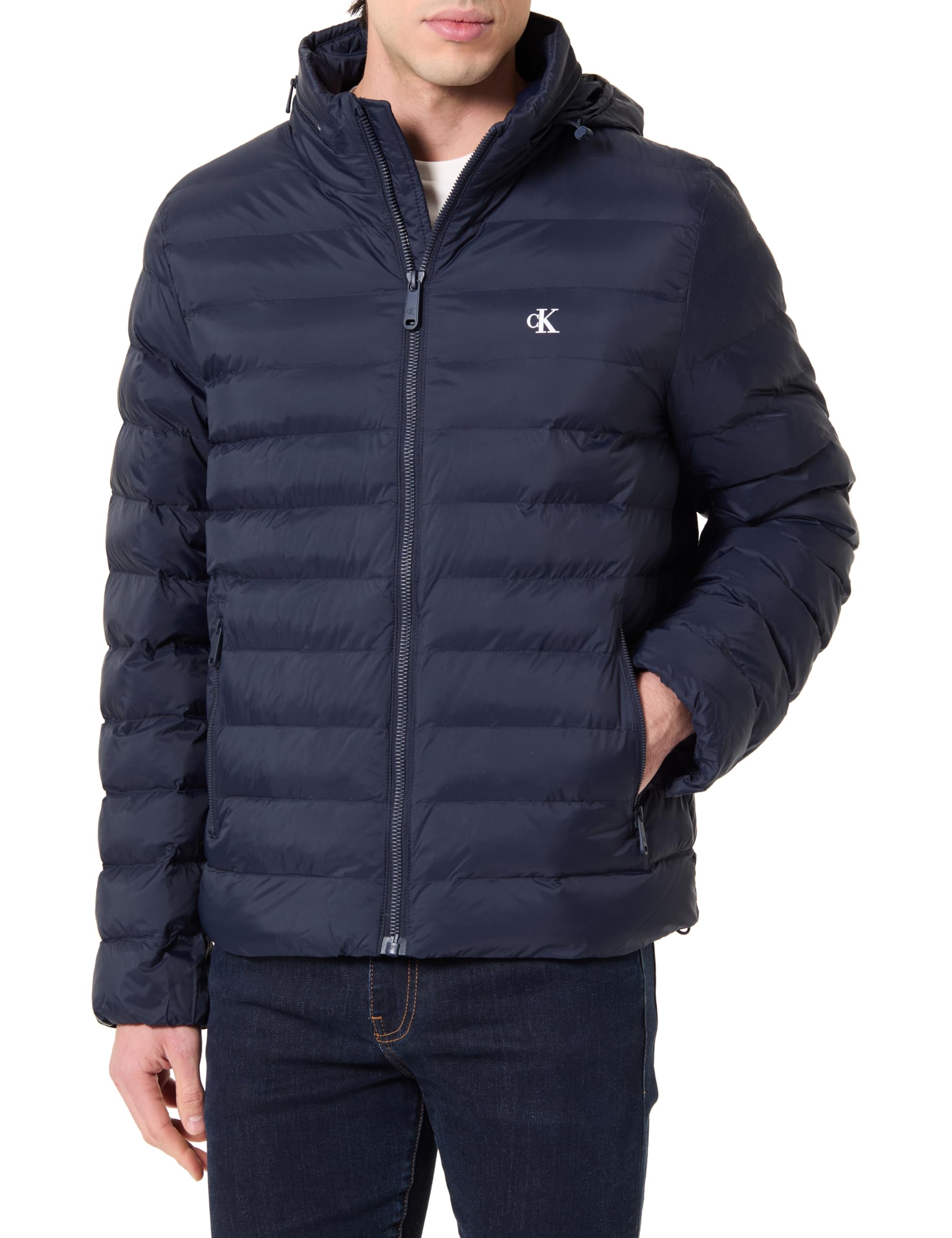 Calvin Klein Jeans Men's Blue Lightweight Nylon Puffer Jacket - Winter Jackets - 2XL - Jackets