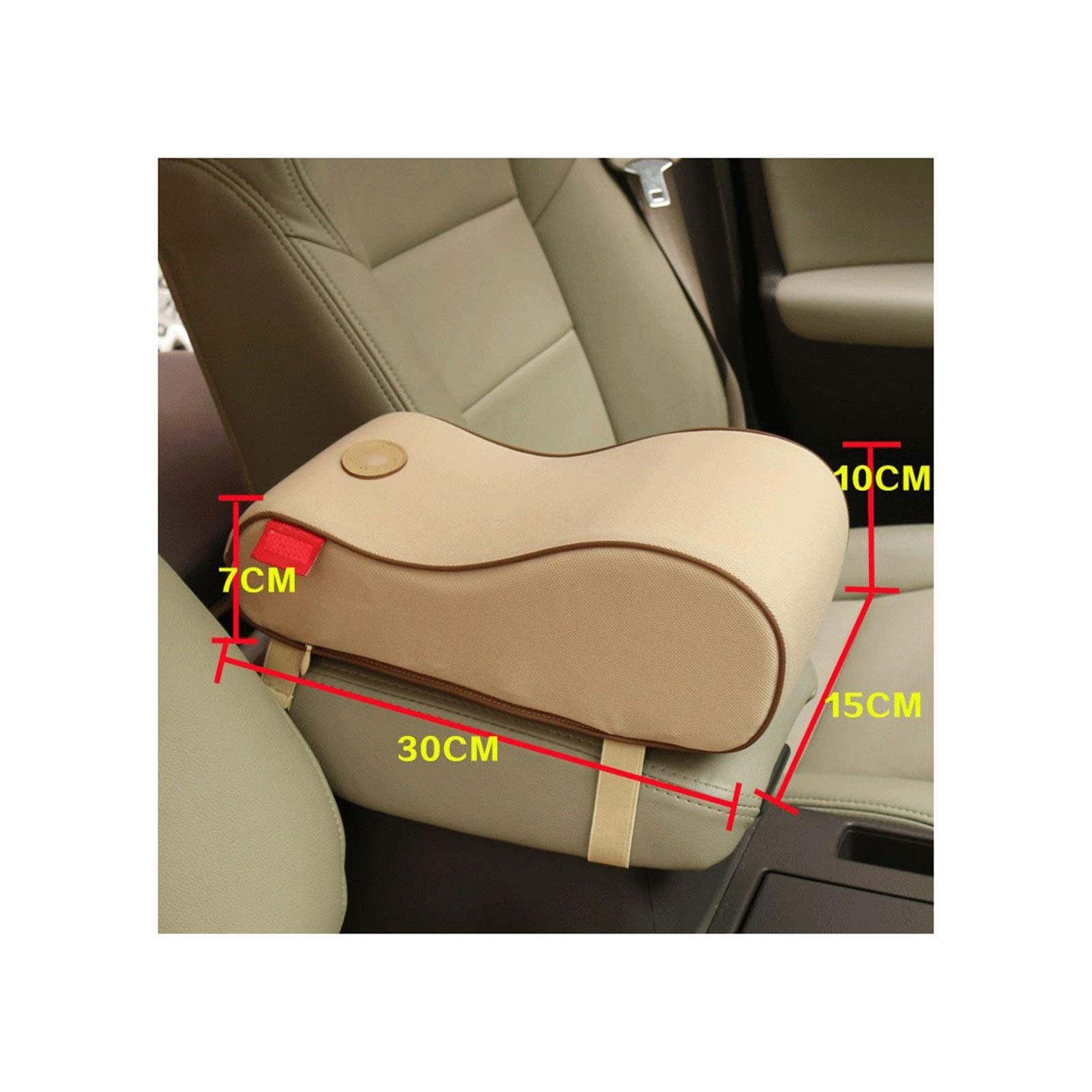 HSENY Auto Armsteun Pad Auto Centrale Console Zitkist Mat Kussen Kussensloop Voertuig Beschermende Styling Universeel Met Zak(Beige