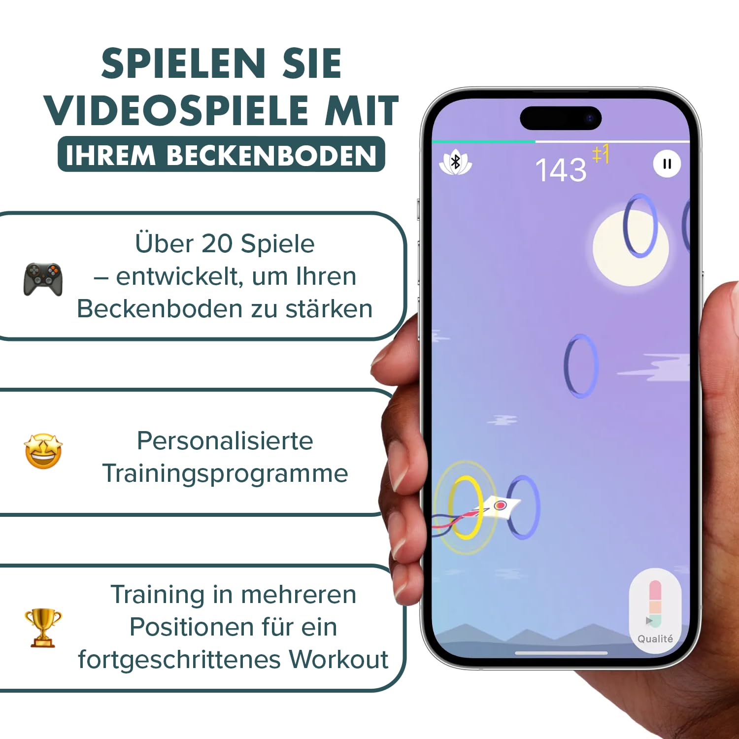 Perifit Care+ Beckenbodentrainer für Frau mit App – Elektrisches Kegel-Übungsgerät mit Biofeedback für Blasenkontrolle & Erholung nach der Geburt – CE-Medizinprodukt