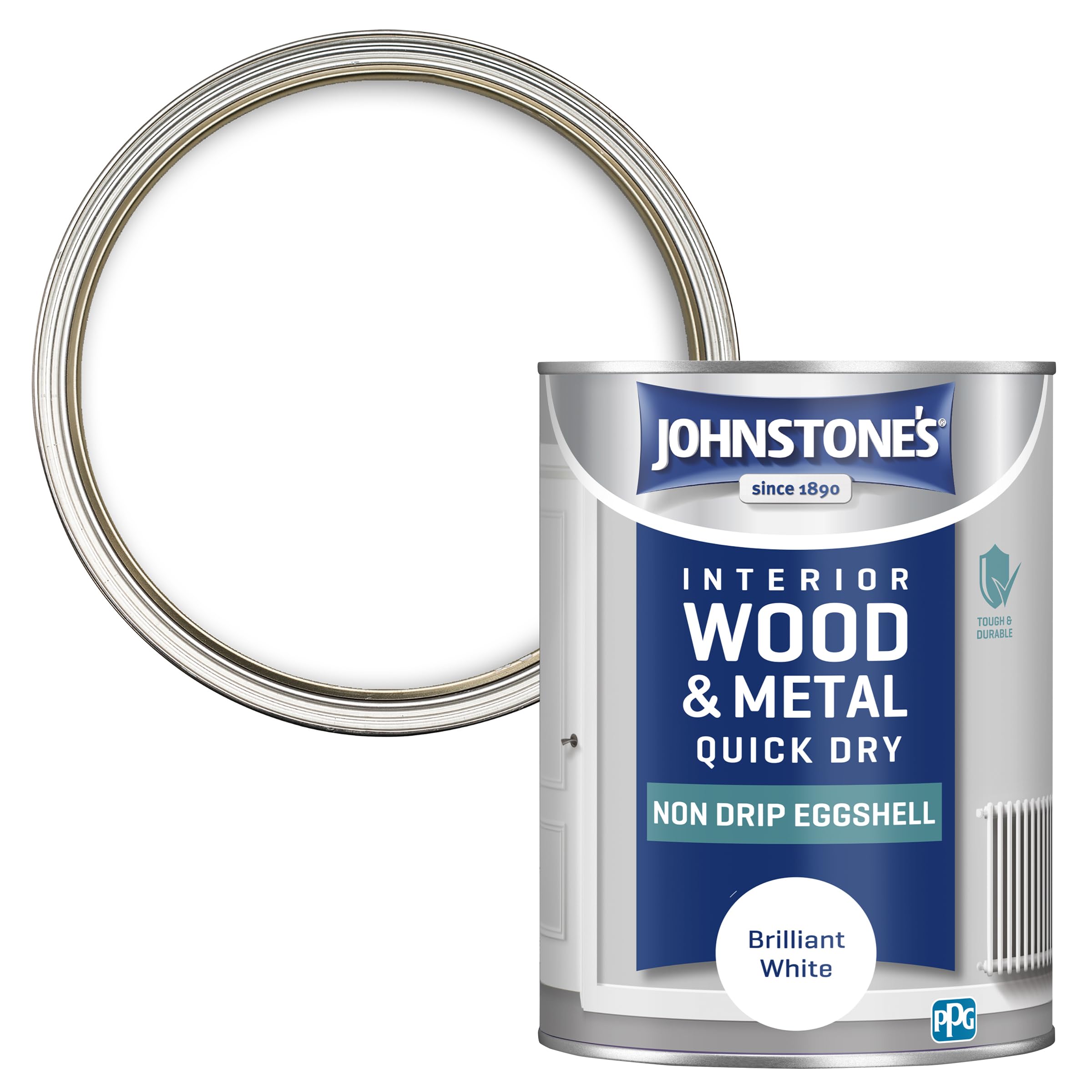 Interior Wood And Metal Paint - Eggshell Finish - Brilliant White - 1.25 L - Quick Drying - Non Drip Water Based Formula 5010426826004