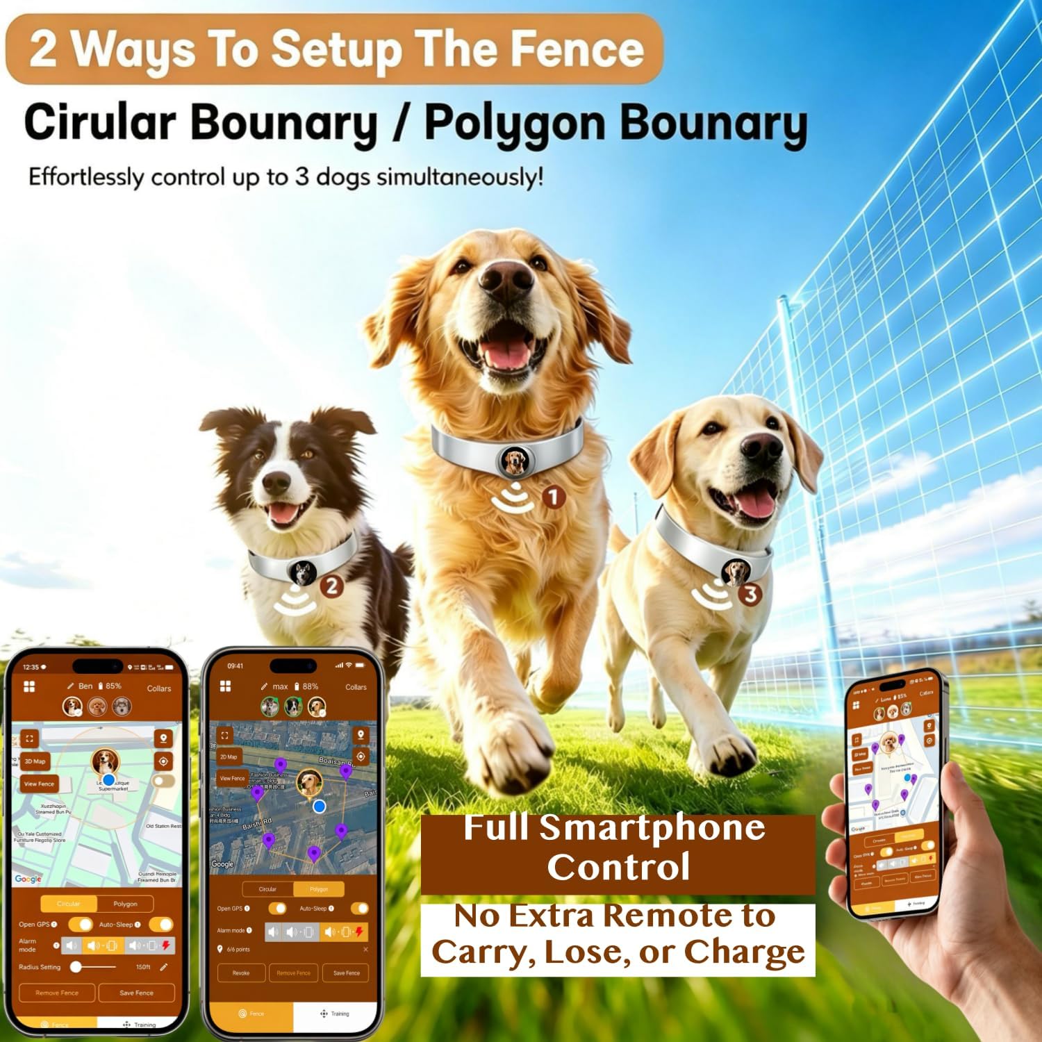 Wireless GPS Dog Fence, Portable Electric Fence No Subscription Fees thumbnail
