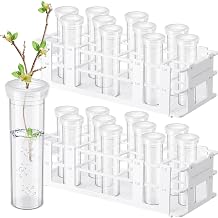 Willinglong 22 Pcs 60ml Large Floral Tubes with Rack Holder Set for Milkweed Cuttings Floral Stem Water Tubes for Fresh Flowers Raising Caterpillars Monarch Butterfly Habitat Flower Arrangements