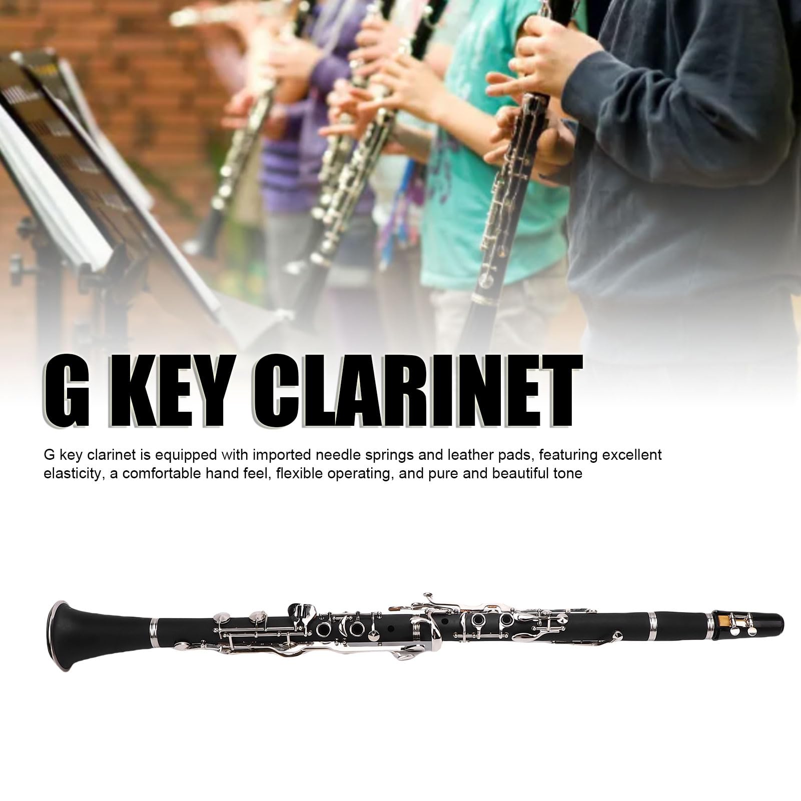 Alomejor G Key Clarinet 17 Keys, Professional Ebonite Clarinete con Estuche Duro y Kit de Limpieza para Jazz, Banda de Marcha, Jarra para Adultos