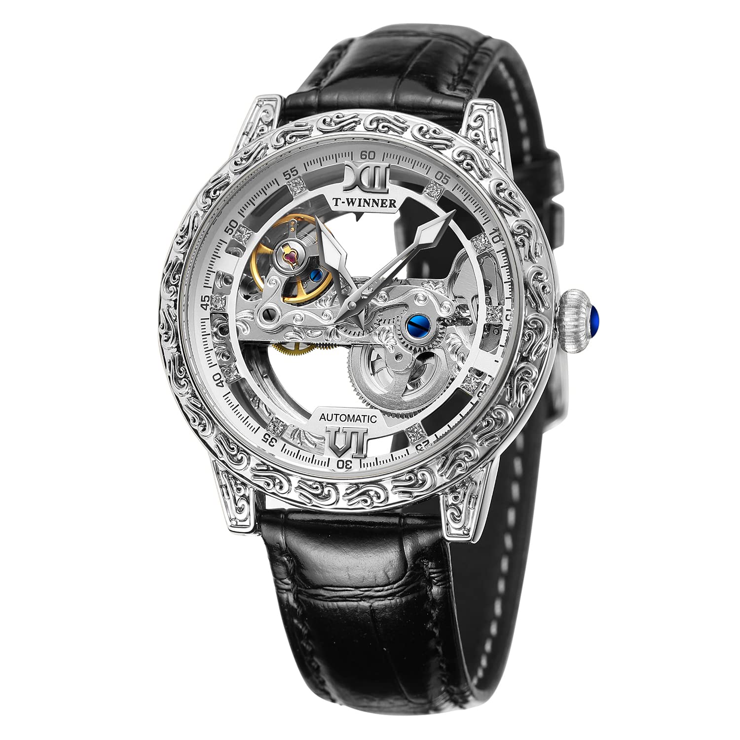 FORSINING Mens Luxury Watch Transparent Hollow Movement Unique Carve Automatic Watch with Leather Strap, Transparent, Mechanical,Automatic Watch (B0BHQPS52K) Amazon Price History, Amazon Price Tracker