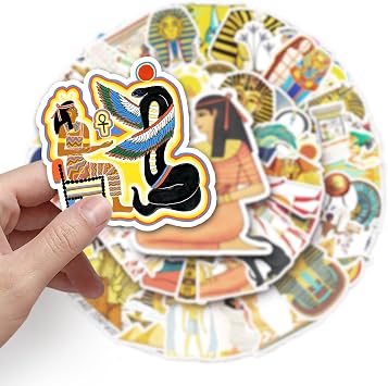 Egypt Pharaoh Stickers (50 PCS), Gift for Children, Teens, Adults, Boys, Girls - Waterproof, Ancient Egypt Vinyl Stickers for Scrapbook, Skateboard, Bike, Phone, Dairy