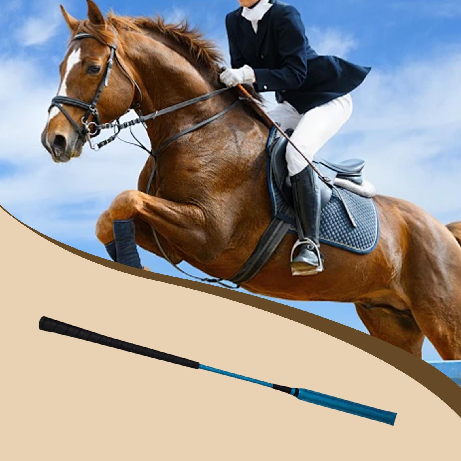 Qianly Frustino per Cavalli Bastone Equitazione Accessorio Maneggio Frusta da Allenamento con Materiale in Microfibra PU Impugnatura Antiscivolo Adatto