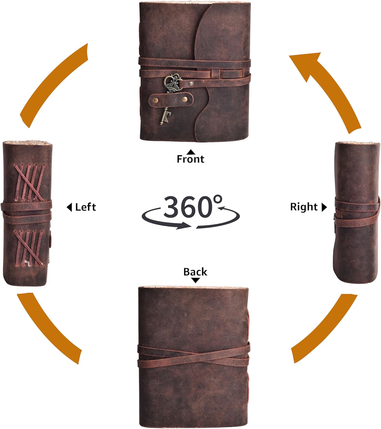 LEATHER VILLAGE Vintage Leather Journal – 200 Handmade Vintage Deckle Edge Paper – Leather bound Journal For Women Men – Vintage Key Closure - Book of Shadows - 10X7 inches - Fuchsia