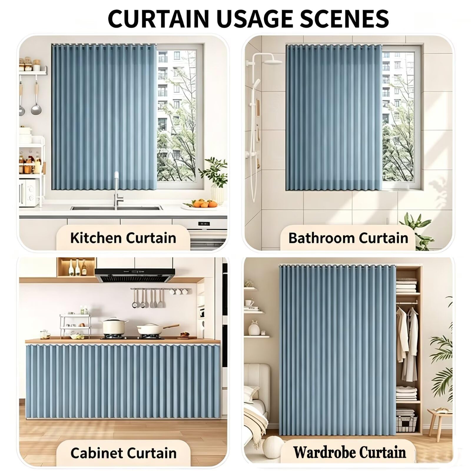 Rideau occultant Anti-poussière pour Dressing W70 x H150cm Bleu
