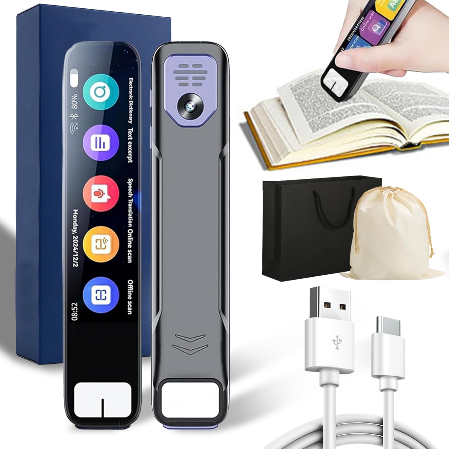 AI Pen, Chat GPT Pen, AI Smart Pen Chat GPT, Scan Sense Pens, Instant AI Answers for Math Test, More Offline Translation (60+ Languages), Camera, Bluetooth, Music & File Storage for Students (1 PCS)