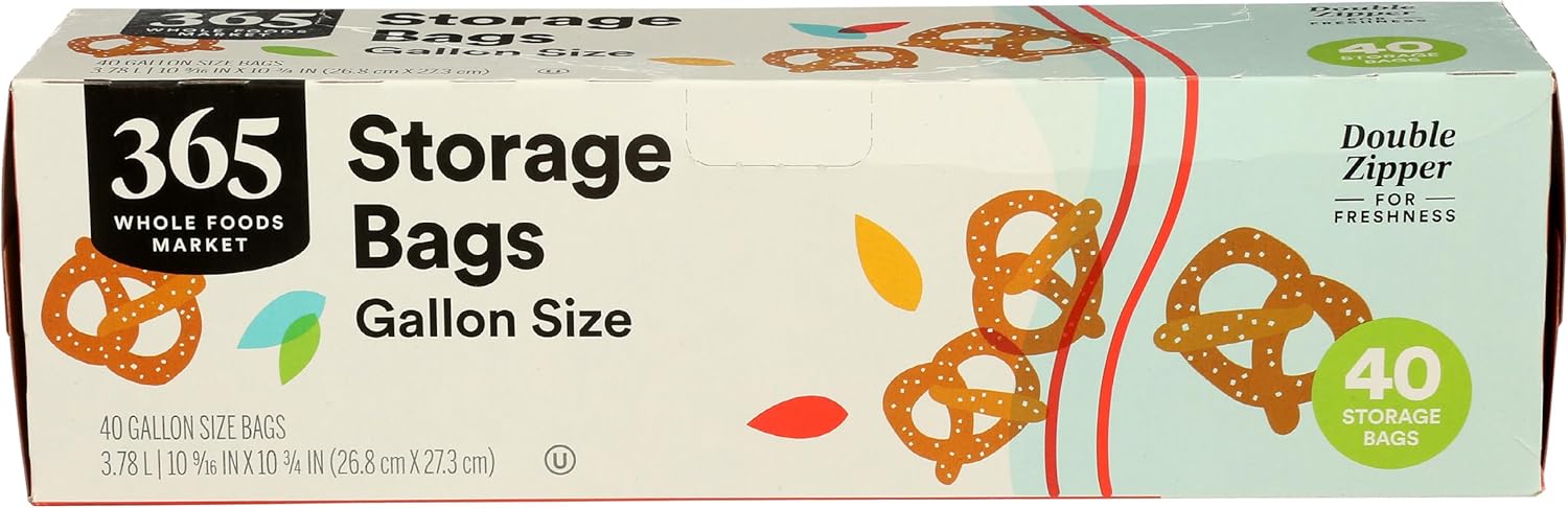 365 by Whole Foods Market, Gallon Double Zipper Storage Bag, 40 Count 365 by Whole Foods Market, Gallon Double Zipper Storage Bag, 40 Count