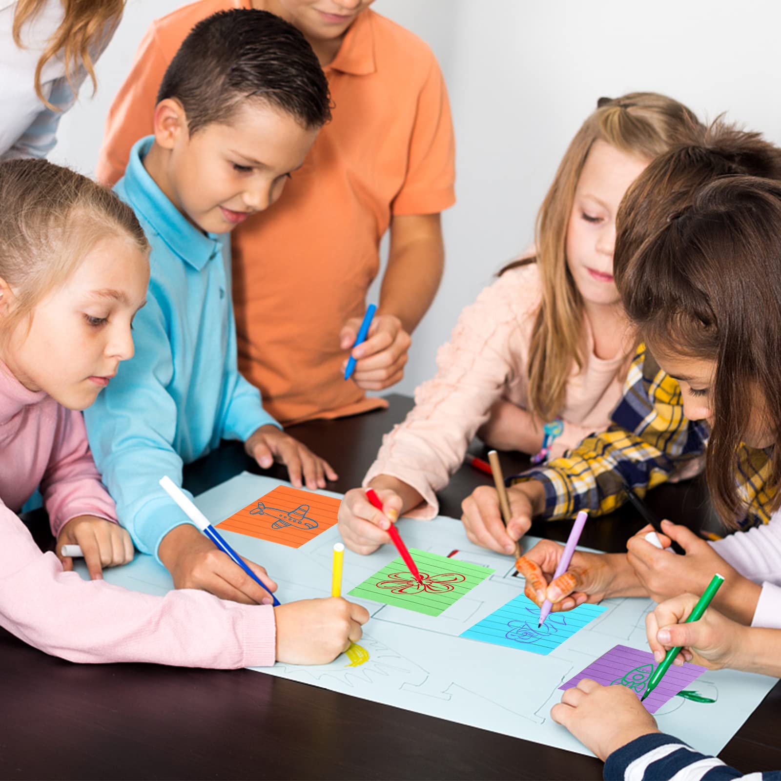 64 Stück linierte Haftnotizen, 7,6 x 7,6 cm, selbstklebende Notizen mit Linien, hell liniert, Haftnotizen, selbstklebende Memo-Papiere mit Linien für Büro, Zuhause, Schule, Meetings (64)