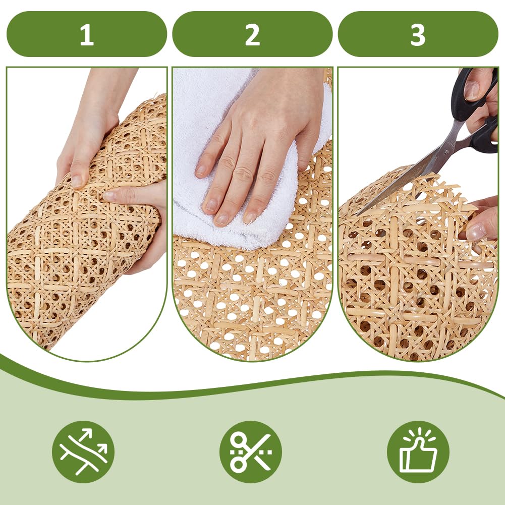 BENECREAT Rattan Naturale Rotolo 1.5m x 40cm, Rotolo di Fettuccia In Rattan A Forma di T, Materiale per Incannucciatura per Progetti di Arredamento e Forniture Fai Da Te