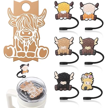 Highland Cow Straw Topper - Perfect Accessory for Your Stanley Cup