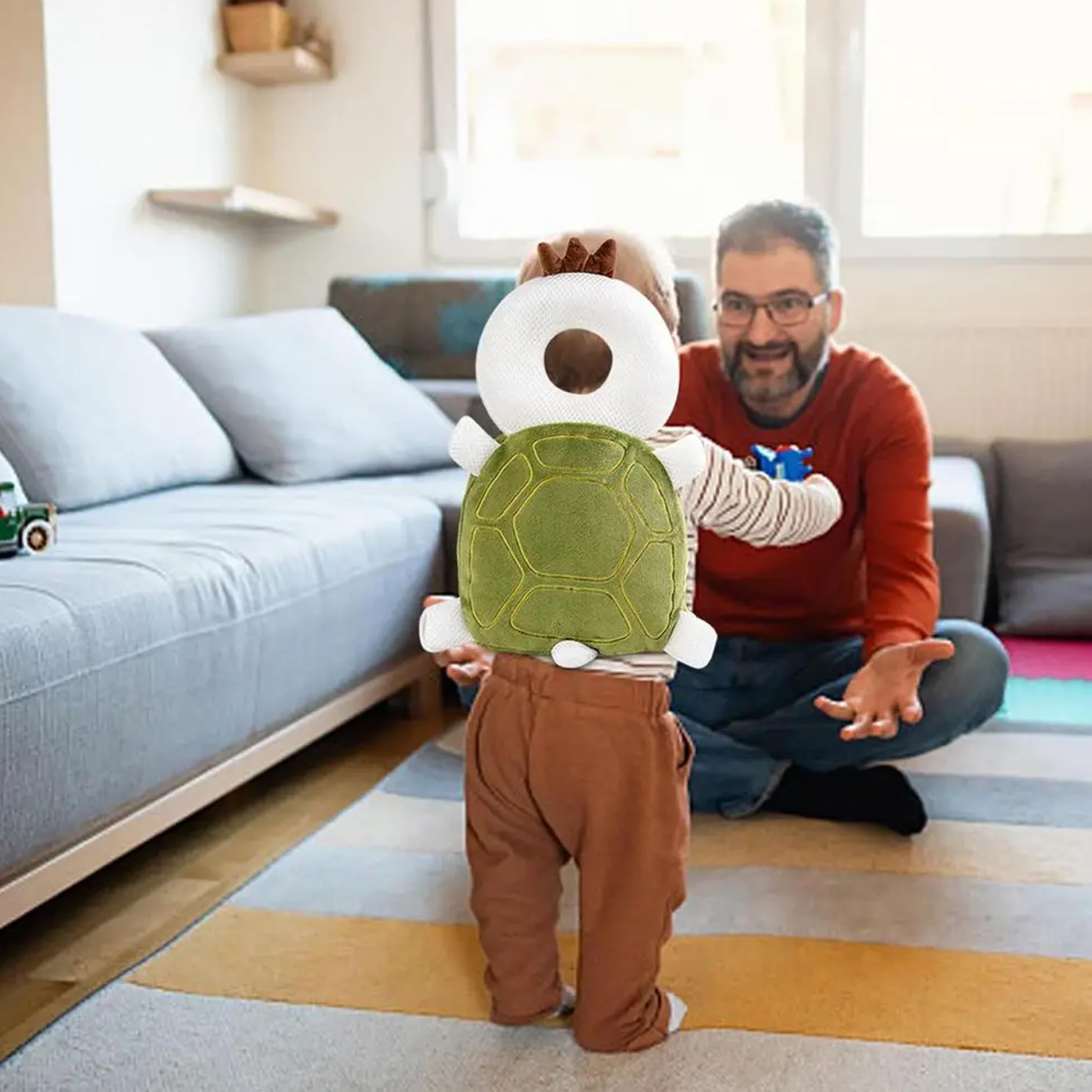 Baby Head Protector Sac à dos mignon Breatte de protection de tête en peluche avec une sangle à poitrine Absorption d'amortisseur Protecteur de tête pour la marche pour bébé, Turtle Baby Head Protect