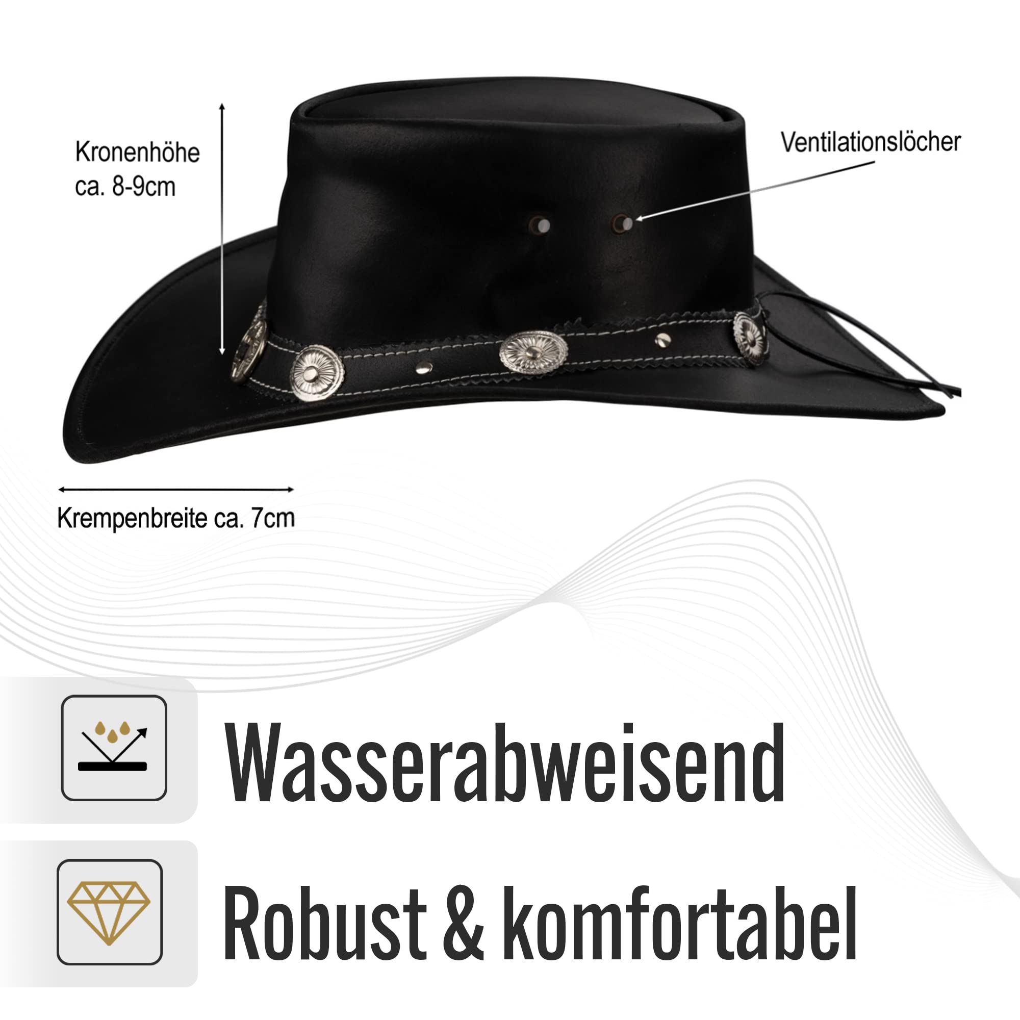 Cowboyhut Westernhut Leder Hut Star Terra Brown